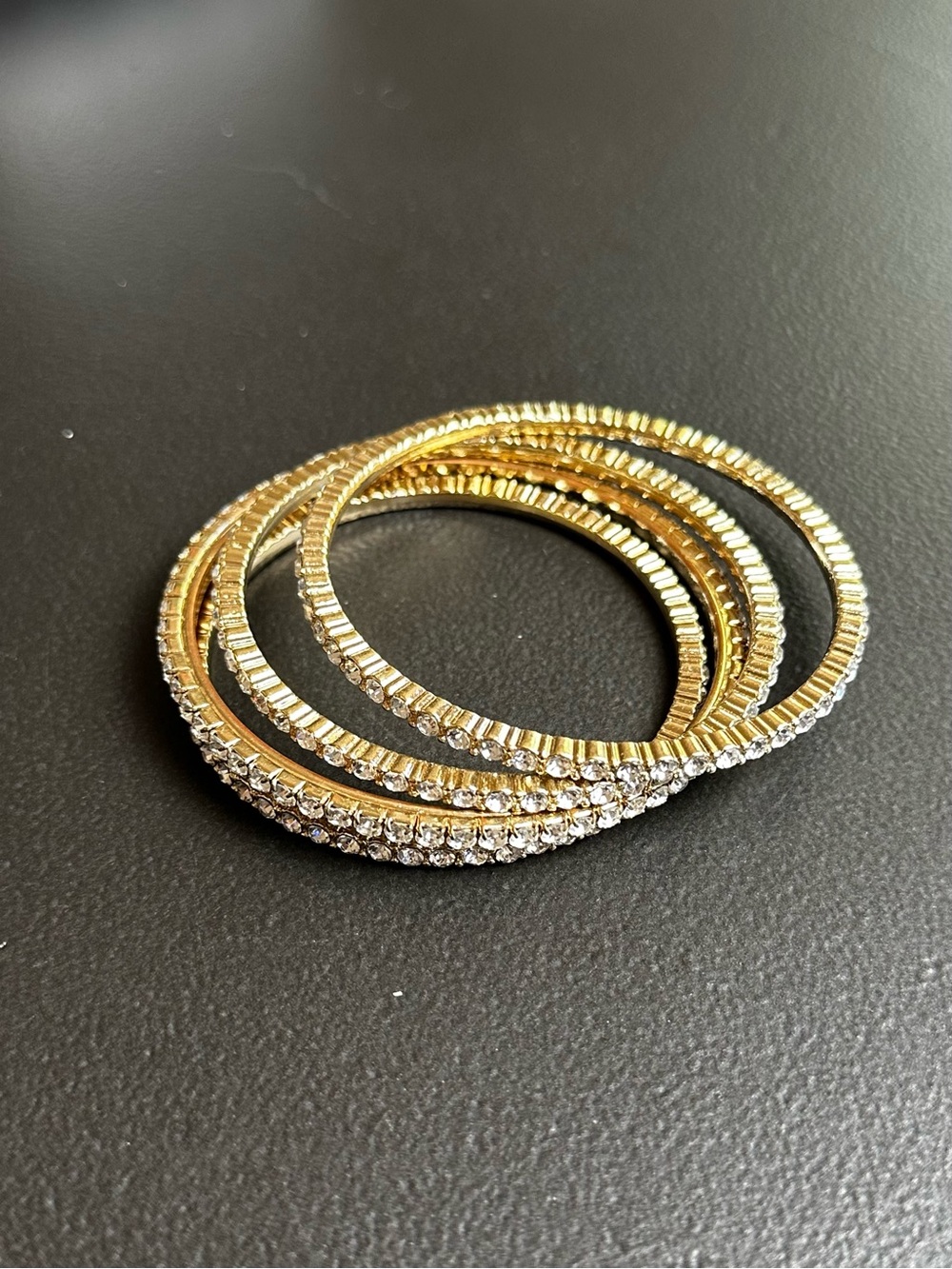 Gold Crystal-Accent Bangle Bracelet Set of 4 - Women Jewelry
